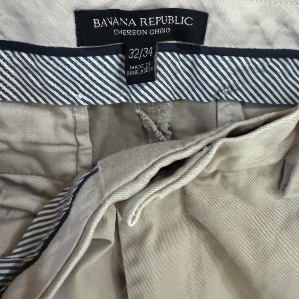 Banana Republic Mens Pants 32x34‎ Light Beige Emerson Chino Casual Slim